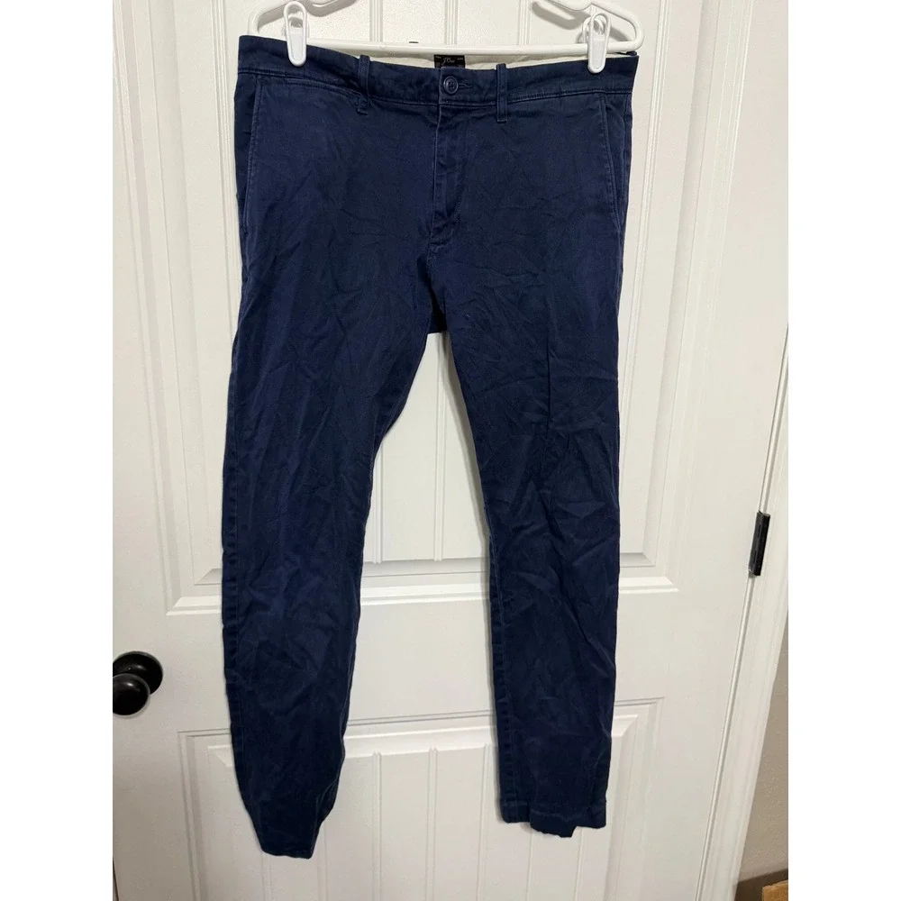 J.Crew Chino Pants Men 32x32 770 Straight Fit Stretch Navy Blue Cotton EUC